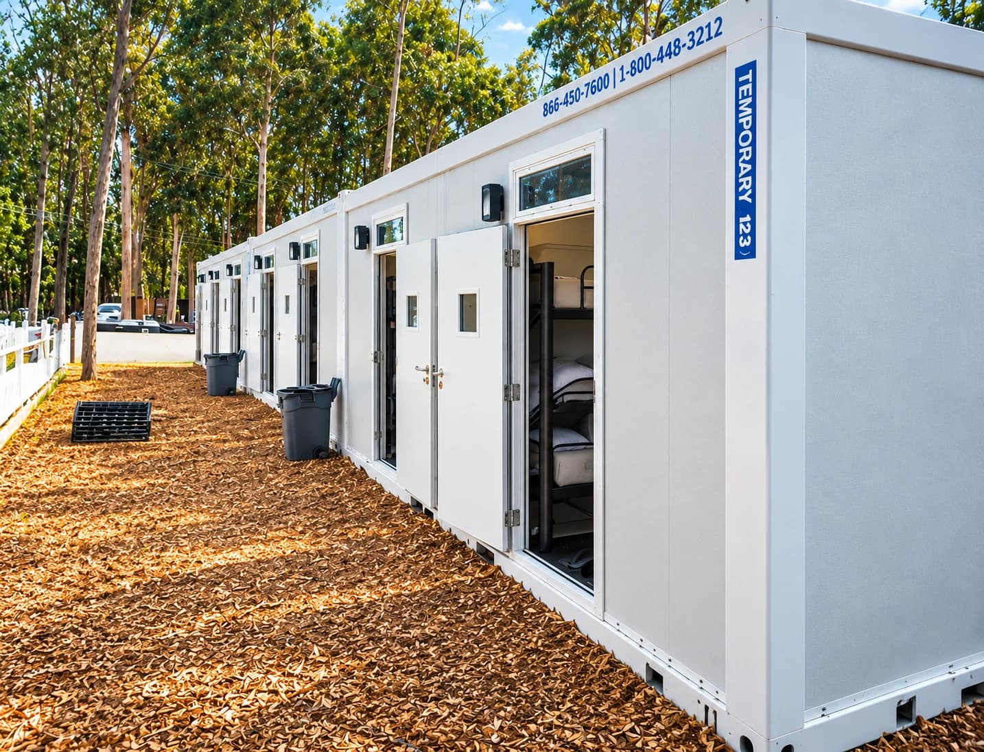 Portable workforce accommodation with separate entry doors