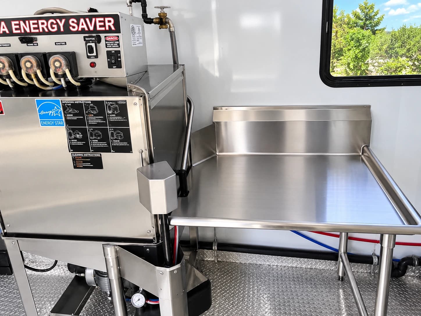 Commercial dish machine and stainless steel loading station