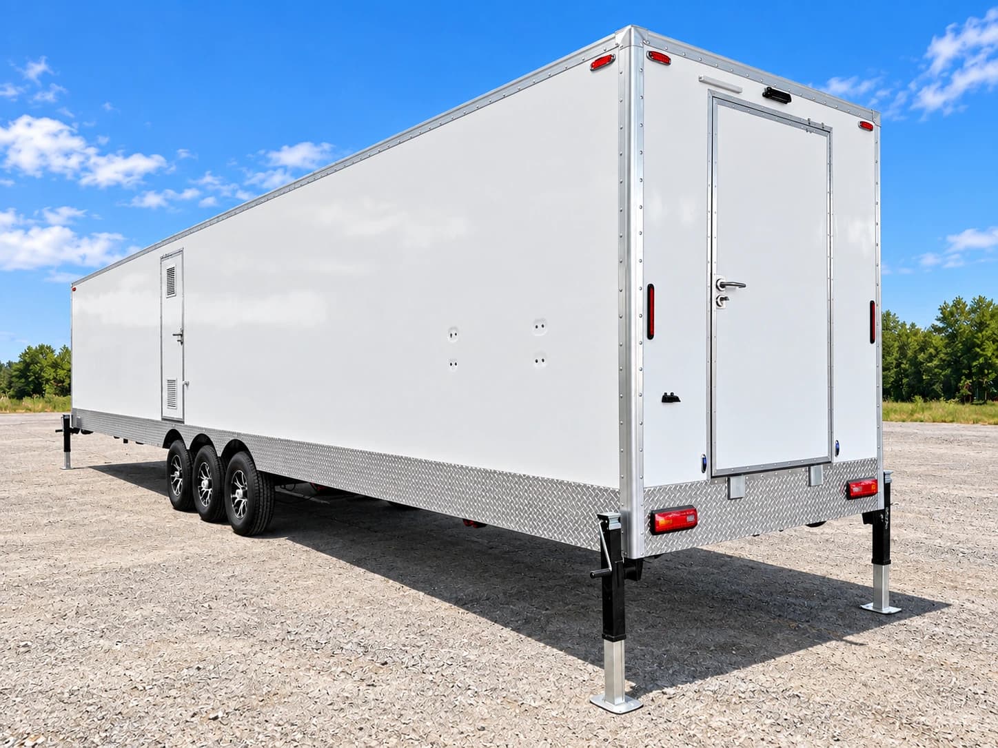 Luxury shower restroom trailer rear view