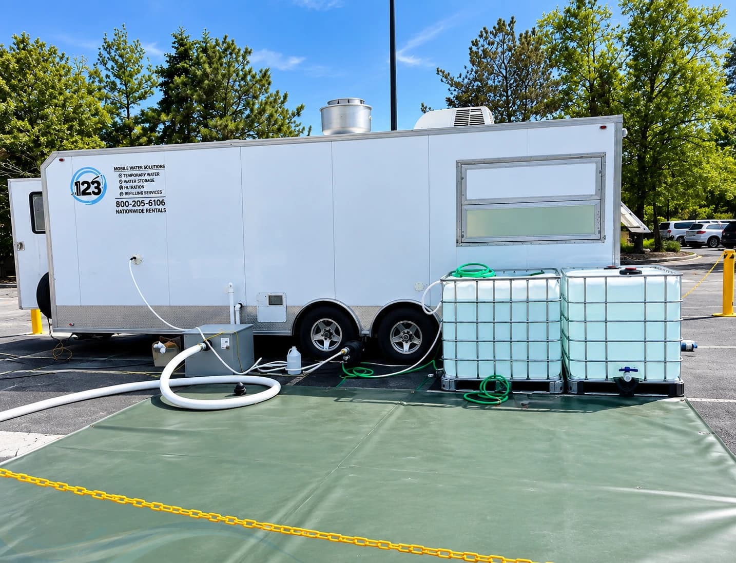 Portable water tanks with pump and hoses
