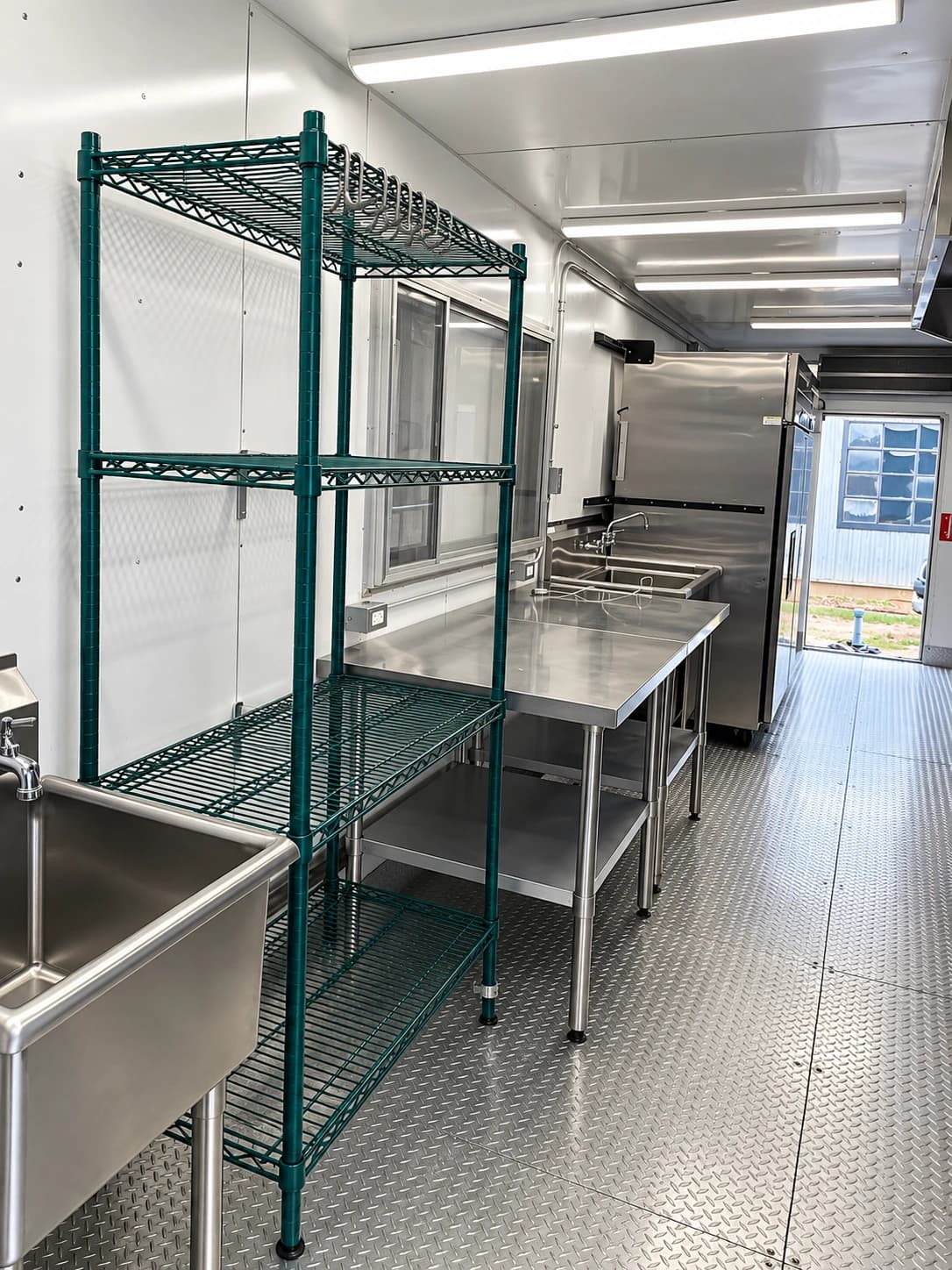 Temporary kitchen trailer prep and wash area