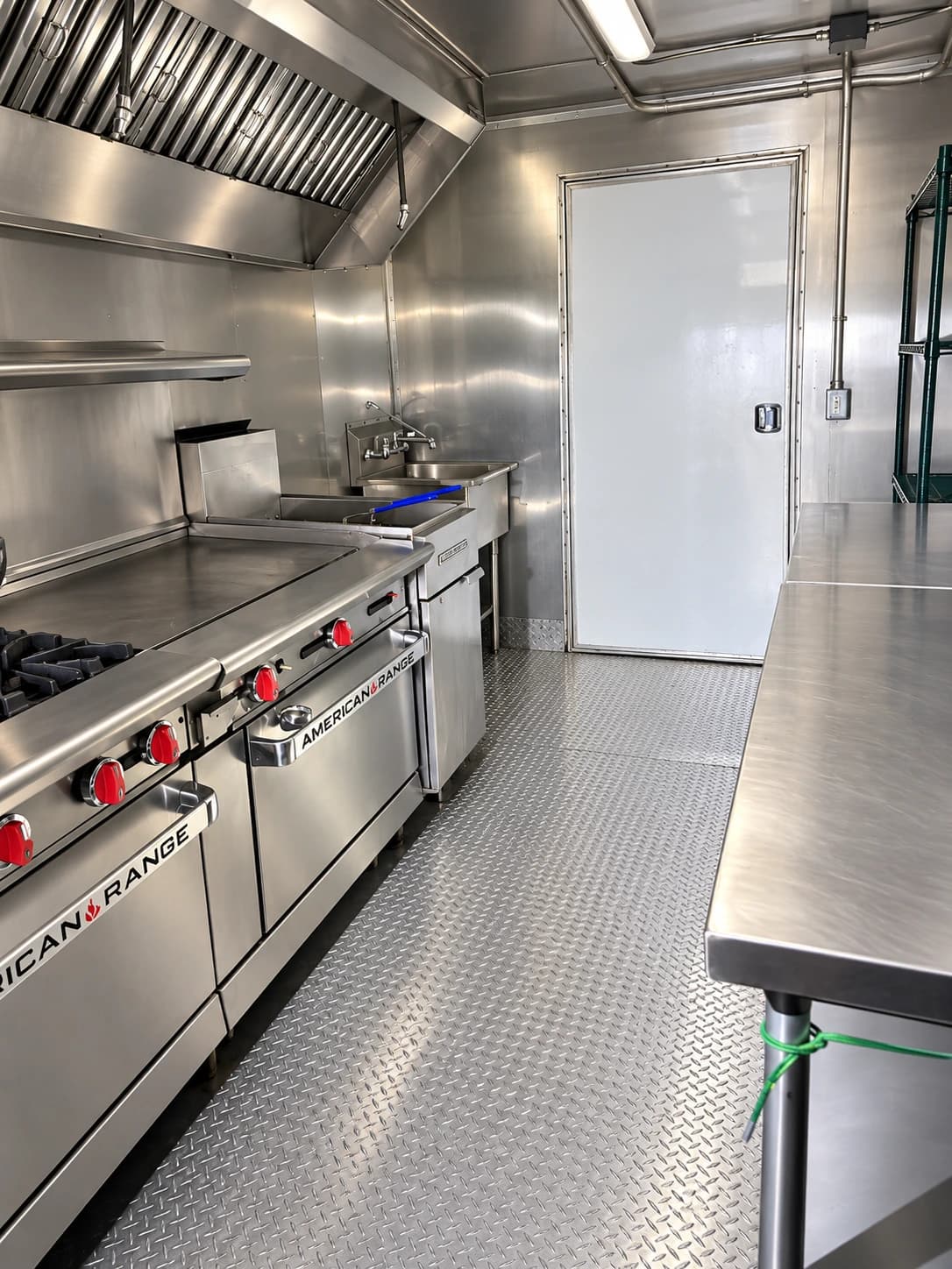 Temporary kitchen trailer range griddle work table