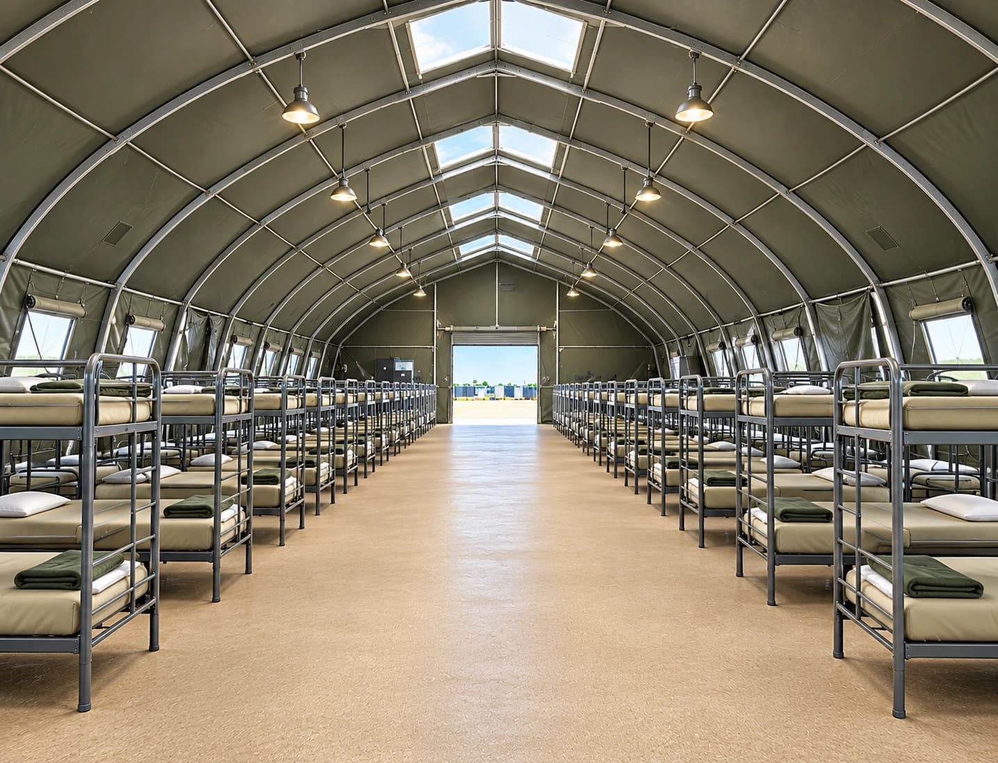 Temporary sleeping facilities large bunk bed sleeping facility interior